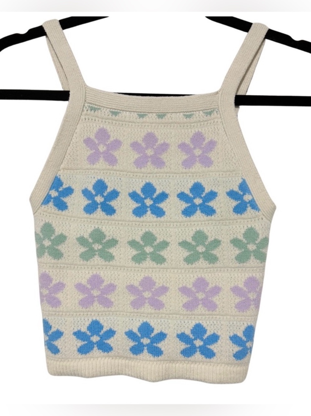 American Eagle Floral High Neck Sweater Tank Top NWT Sm